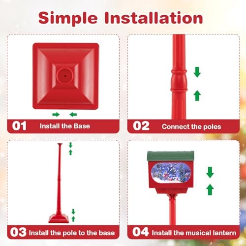 Goplus 59 Inch Musical Christmas Street Lamp, Festive Lamp Post