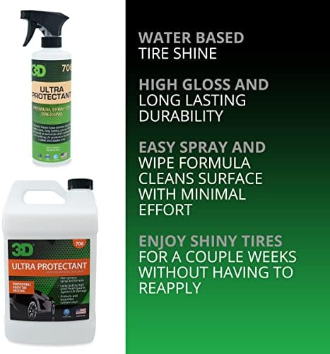 3D Ultra Tire Shine Spray Long Lasting High Gloss Water Based 16 Oz