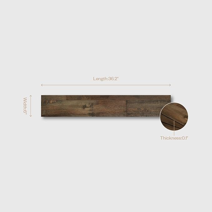 Peel and Stick Wall Panels, Easy Self Adhesive Vinyl Tiles Wall Planks, Farmhouse Wood Grain Shiplap for Kitchen Bedroom Interior WallDecor (12 pcs/18.1 Sq Ft/Box) (Dark Smoked Oak)