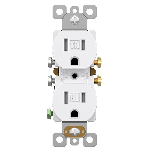 AIDA 1 Pack 15 Amp Outlet Duplex Electrical Receptacle Outlets,Power Outlet,Tamper Resistant,Heavy-Duty Receptacle, 2 Pole,3-Wire, Self-Grounding Clip, NEMA 5-15R,UL Listed,White