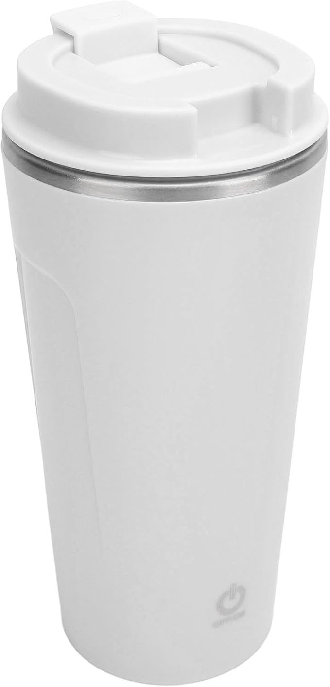Self Stirring Coffee Mug, Rechargeable Stainless Steel Auto Mixing Cup with Lid, 400ml IP6 Coffee Stirring Cup, Rechargeable Self Mixing Cup for Office Car Home Use, White