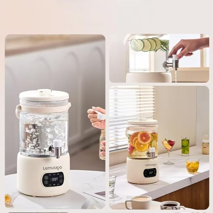 Lemuugo 3L Electric Kettle,Glass Teapot with Infuser,Health Pot with Strainer,Tea Maker for Soup, Porridge, Herbal,Mulled Wine Pot Beverage,for Iced Tea/Coffee,Temperature Control, for Home&Office