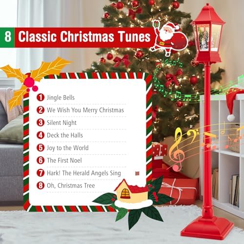 Goplus 5.3 Ft Christmas Snowy Street Lamp w/ 8 Tunes