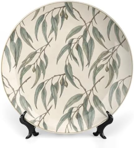 Eucalyptus Decorative Plates 10 Inch Botanical Home Decor with Stand & Hook Kitchen & Office