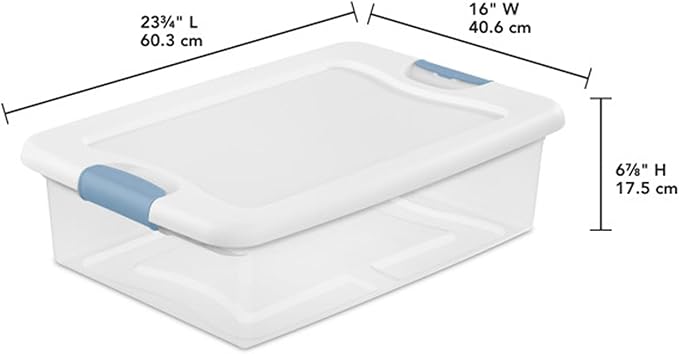 Sterilite 24-Pack Latching Box, Clear Plastic Under Bed Storage Bins with Lids, 32 Quart - Large Stackable Tote Organizer Containers for Closet, Bedroom, Bathroom, and Office Organization
