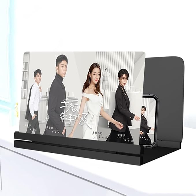 12-Inch Mobile Screen Magnifier - HD 3D Foldable Phone Amplifier for Movies, Videos, and Reading Universal Adjustable Eye Protection, Suitable Kids Seniors