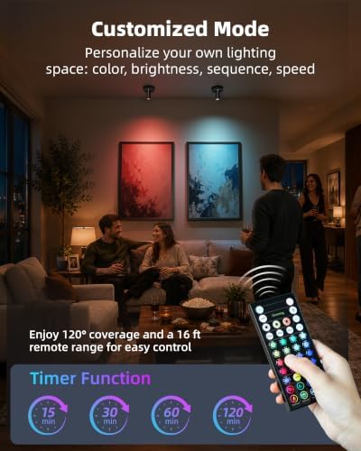 EZVALO RGB Spotlights Indoor with Remote, Wireless 5000mAh Rechargeable Accent Lights, 83 Color Changing & DIY Modes, Mini Spotlight for Plants, Artwork, Display Cabinet, Shelves & Home Decor (4 Pack)