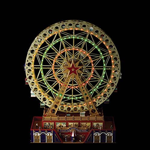 Mr. Christmas World's Fair Grand Ferris Wheel Musical Animated Christmas Decoration, with LED Lights and 50 Songs, 15 Inch, Gold