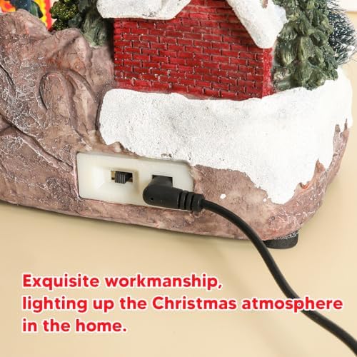 Music Box Christmas Illuminated Resin Rotating Music Box for Holiday