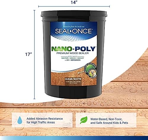 Seal-Once Nano+Poly Wood Sealer and Waterproofer, Clear, 5 Gallon