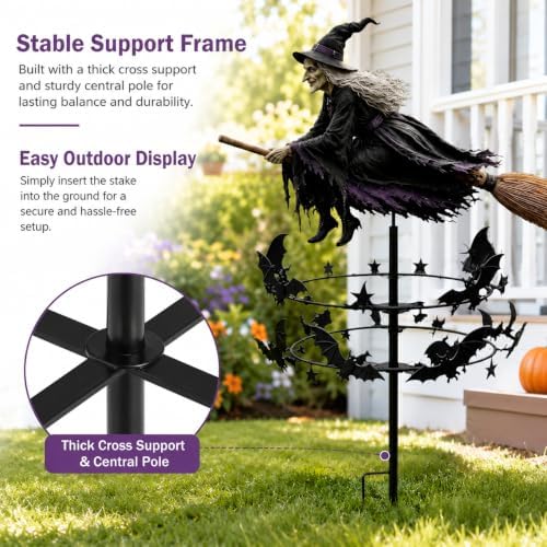 The Enchanted Witch Garden Wind Spinner, Metal Halloween Yard Stake, 3D Kinetic Outdoor Decor (3D * 1PC)