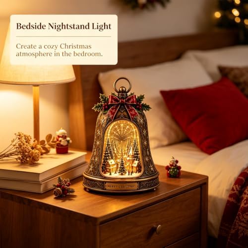 Christmas Village Infinity Bell, Vintage Glowing Indoor Decor