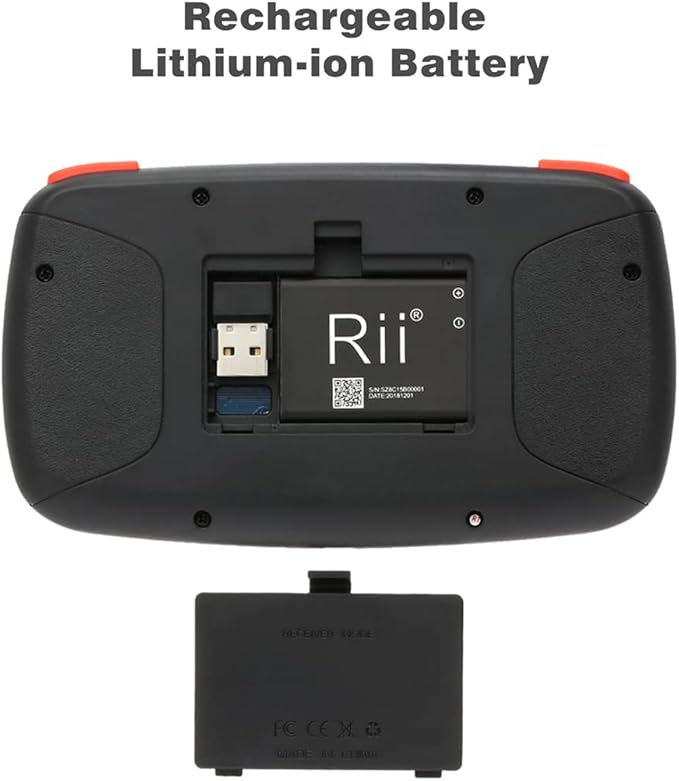 (Upgrade) Rii i4 Mini Bluetooth Keyboard with Touchpad, Blacklit Portable Wireless Keyboard with 2.4G USB Dongle for Smartphones, PC, Tablet, Laptop TV Box iOS Android Windows Mac.Black