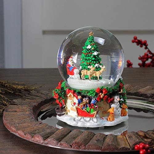 Musical and Animated Santa on Sleigh Rotating Christmas Snow Globe - 6.5"