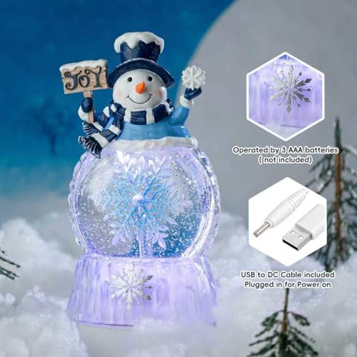 Snowman Christmas Snow Globes, Rotating Snowflake Shatterproof Music Box