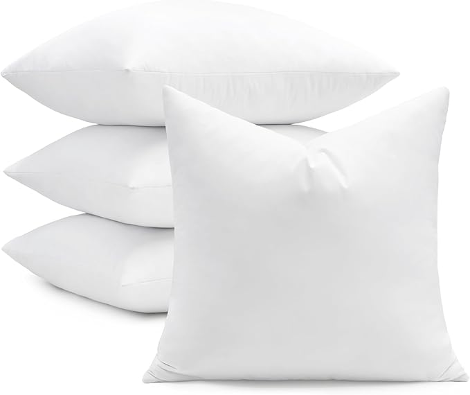 puredown® 22x22 Feather Down Pillow Inserts, 4 Pack Throw Pillow Inserts for Couch, Chairs, Office, Apartments