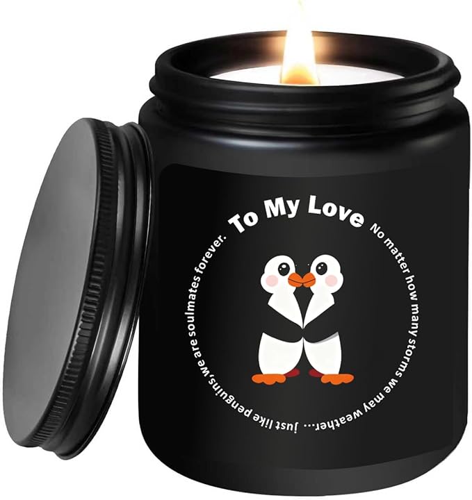 Wife Candle for Mothers Day,Penguin Gifts for Girlfriend,Her,Romantic Anniversary Birthday Gift for Her Him Couple,I Love You Gifts,Mothers Day Gift for Wife from Husband, Funny Love Candles for Him