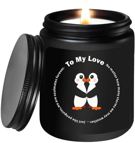 Wife Candle for Mothers Day,Penguin Gifts for Girlfriend,Her,Romantic Anniversary Birthday Gift for Her Him Couple,I Love You Gifts,Mothers Day Gift for Wife from Husband, Funny Love Candles for Him