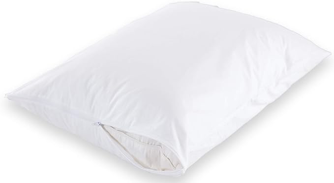 Ultra Soft Pillow Protectors with Zipper Standard Size - Set of 4 Breathable Pillow Covers - 100% Protection Against Stains, Dust & Dirt - Machine Washable (White)