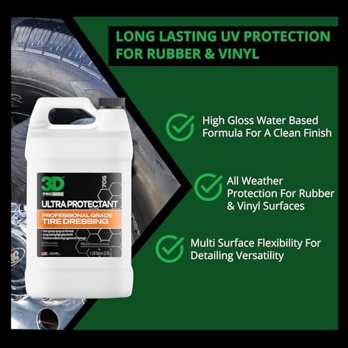 3D Ultra Protectant Tire Shine Spray High Gloss Water Based 1 Gallon 2 Pack