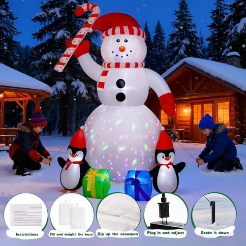 6FT Inflatable Christmas Snowman with LED Lights