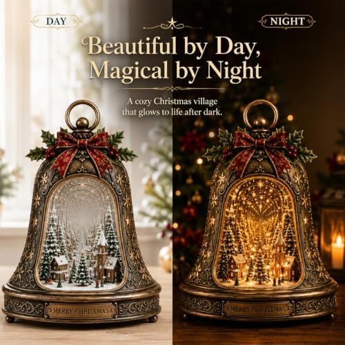 Christmas Village Infinity Bell - Lighted 3D Holiday Decor - Versatile Mantel Tabletop Decoration Rotating Snowy Tree, Easy Hanging Display, Warm Seasonal Style, Gift-Ready Appeal ForHome Entry，2pcs
