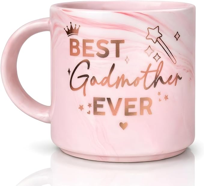 Godmother Mothers Day Gifts, Thoughtful Mothers Day Gifts for Godmother, Godmom Marble Mug 13oz, Ceramic Godmothers Gift for Godmothers Gift Proposal, Birthday, Christmas and Pregnancy Announcement
