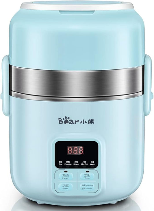 Bear DFH-B20J1 Smart Self Heated Lunch Box, Mini Hot Pot, Leakproof Plug-in Lunch Box with Keep Warm Function, Blue, 2L