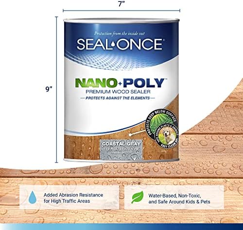 Seal-Once Nano+Poly Wood Sealer and Waterproofer, Coastal Gray, 1 Gallon
