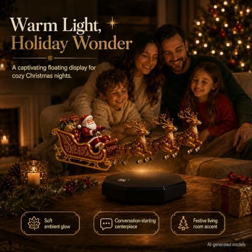 Floating Santa Sleigh, Magnetic Levitation Christmas Display for Home Decor (Red)