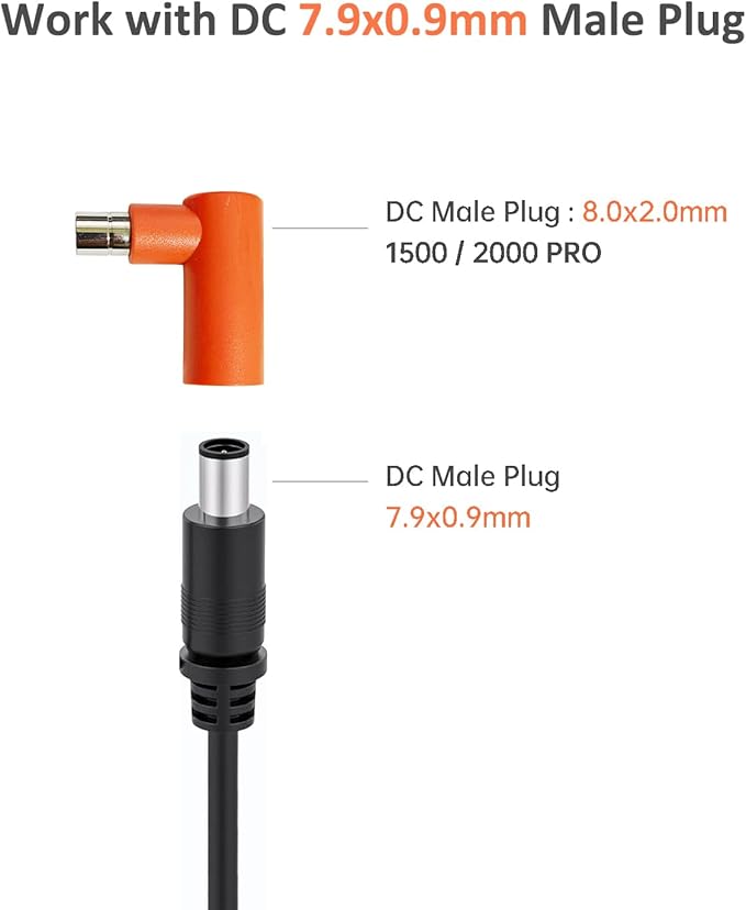 DC 7909 to DC 8020 Adapter 90-Degree Right Angle Connectors, Compatible with Jackery Explorer 1000 V2 /600 Plus/1000 Pro/1000 Plus/1500 Pro/2000 Pro/2000 Plus/3000 Pro Solar Power Station