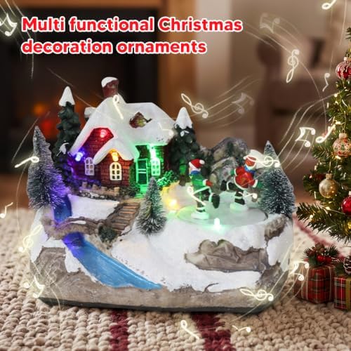 Music Box Christmas Illuminated Resin Rotating Music Box for Holiday