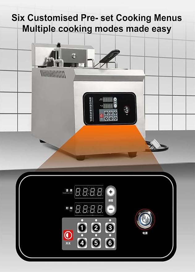 Automatic Lifting deep Fryer, Electric Commercial Counter-top Deep Fryer Tank, French Fries Frying Machine, Professional Timable deep Fryer, Intelligent Operation pa,Double 9000w