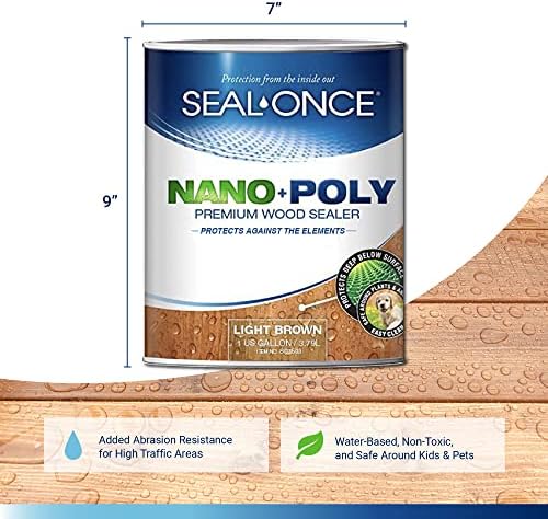 Seal-Once Nano+Poly Wood Sealer and Waterproofer, Light Brown, 1 Gallon