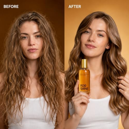 FOR SHINE Moroccan Gloss Argan Oil | Frizz Control & Hydration | High Gloss, Lightweight Feel, Smoothes & Moisturizes | 3.4 fl oz | Hair Serum