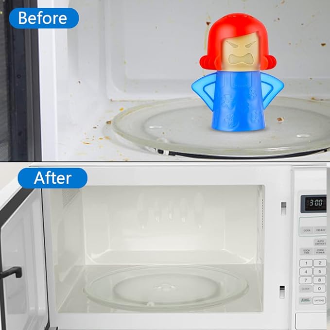 Abnaok Microwave Cleaner, Angry Mama Microwave Cleaner Microwave Oven Steam Cleaner Easily Clean in Minutes Cleans Add Vinegar and Water for Home or Office with English Manual (Blue)