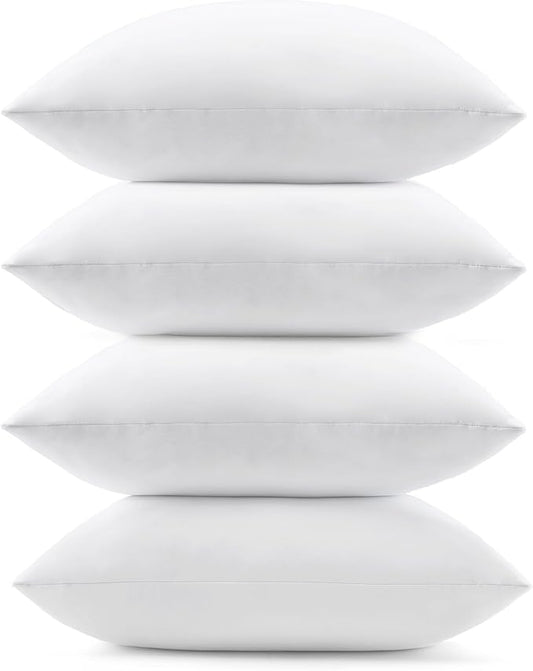 puredown® 12x20 Feather Down Pillow Inserts, 4 Pack Lumbar Pillow Inserts for Couch, Chairs, Office, Apartments