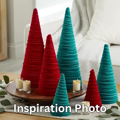 Your Heart's Content Green Velvet Trees Set of 3, Mantel Decor, Holiday Entryway, Wedding Centerpiece, Bontanical Color, Minimalist Decor, Tree Figurines (Green)