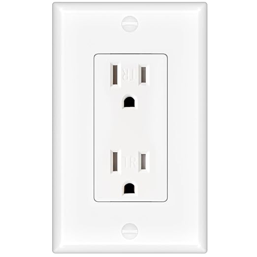 Amico 15 Amp Outlet, Standard Electrical Outlets, Tamper Resistant, 2-Pole 3-Wire Wall Outlet, 125V/1875W, NEMA 5-15R, for Home and Business, Screw Wall Plate Included, White, UL Listed, 1 Pack