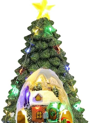 for Christmas Tree Light House Music Decoration Adult Children Rotating Train Winter Scene House Desktop Holiday Decoration B
