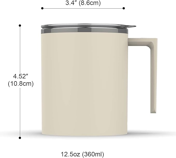 CYANLUX Self Stirring Mug, Rechargeable Automatic Magnetic Electric Coffee Mug, Rotating Mixing Cup, To Stir Coffee, Chocolate, Milk, Protein,Cocoa, Great For Home Office Travel School (Cream White)
