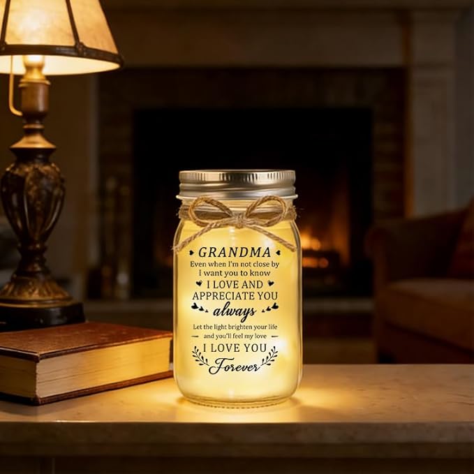 Grandma Gifts for Grandma Mothers Day Birthday Christmas Valentines Day Gifts for Grandmas Grandmother Mason Jar Night Light Home Decor