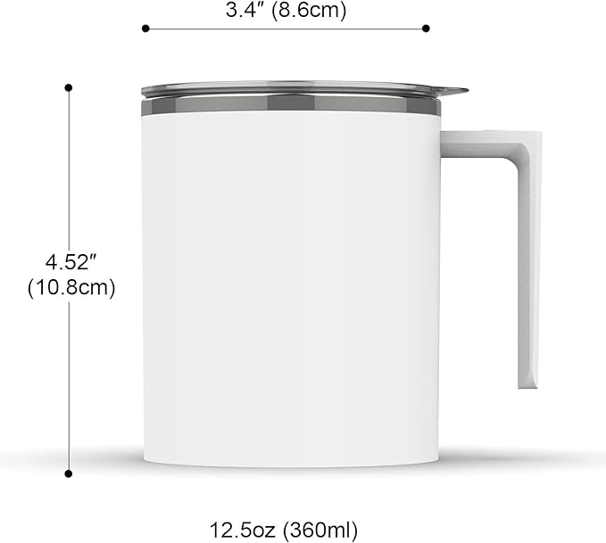 CYANLUX Self Stirring Mug, Rechargeable Automatic Magnetic Electric Coffee Mug, Rotating Mixing Cup, To Stir Coffee, Chocolate, Milk, Protein,Cocoa, Great For Home Office Travel School (White)