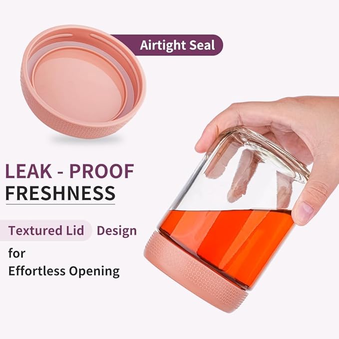 Glass Jars with Plastic Lids [Set of 6], Canisters with Airtight, Glass Food Storage Containers for Coffee, Sugar,Tea, Candies, Cookies