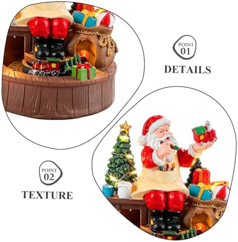 Santa Workshop Rotating Resin Music Box with LED Light up Ornament
