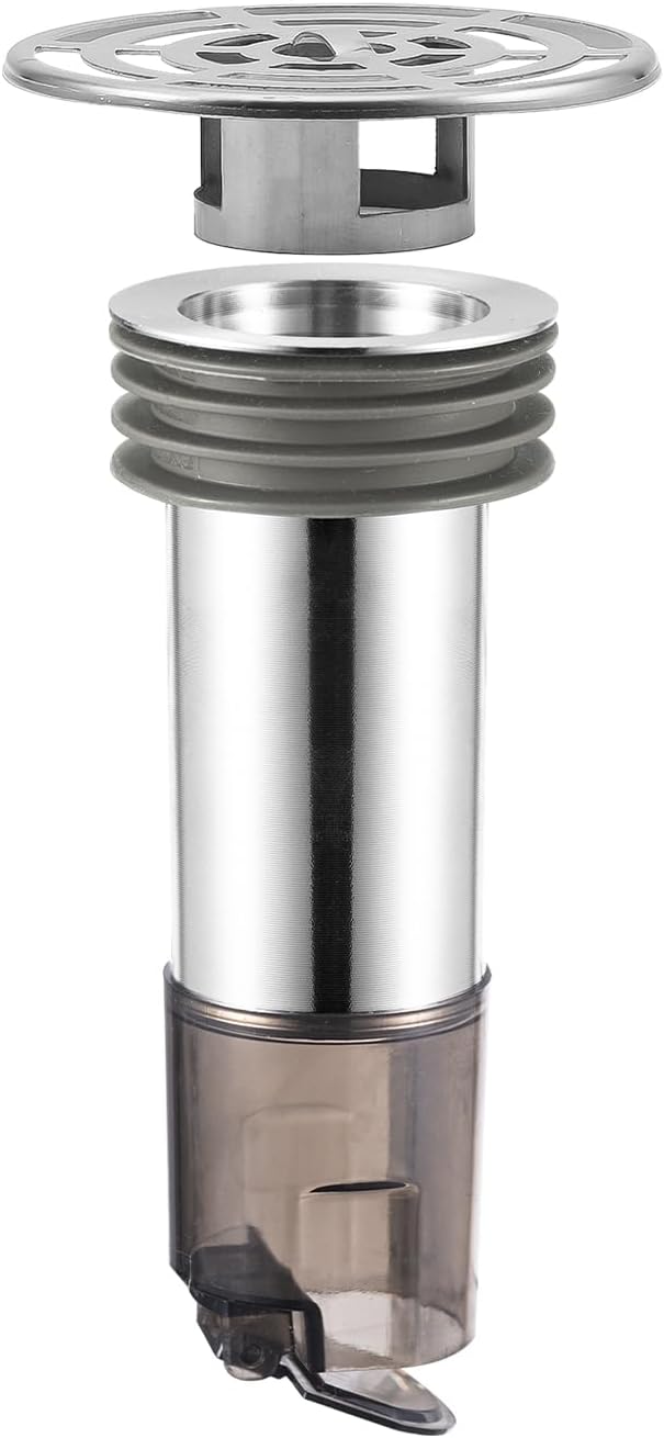 Shower Drain Anti-Backflow Stopper - Magnetic Shut-Off Valve, 304 Stainless Steel Odor-Proof Shower Drain Plug, Suitable for 1 1/2 inch Pipes (4.33in/110mm High)