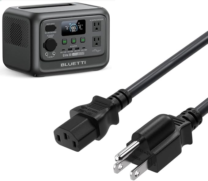 10FT 3M 14AWG Power Station Charger AC for Jackery Explorer 2000/1500/1000 Pro,EF ECOFLOW Delta Riverpro2,Bluetti EB3A Anker solix c1000 Cable Power Cord (10FT)
