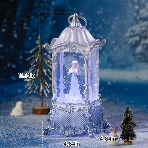 Violin Girl Christmas Snow Globes Lantern, Rotating Shatterproof Music Box