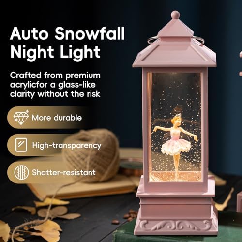 Ballerina Christmas Snow Globes Lantern, Shatterproof 10 Songs Music Box