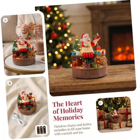 STOBAZA Christmas Resin Santa Claus Musical Box with LED Warm Light